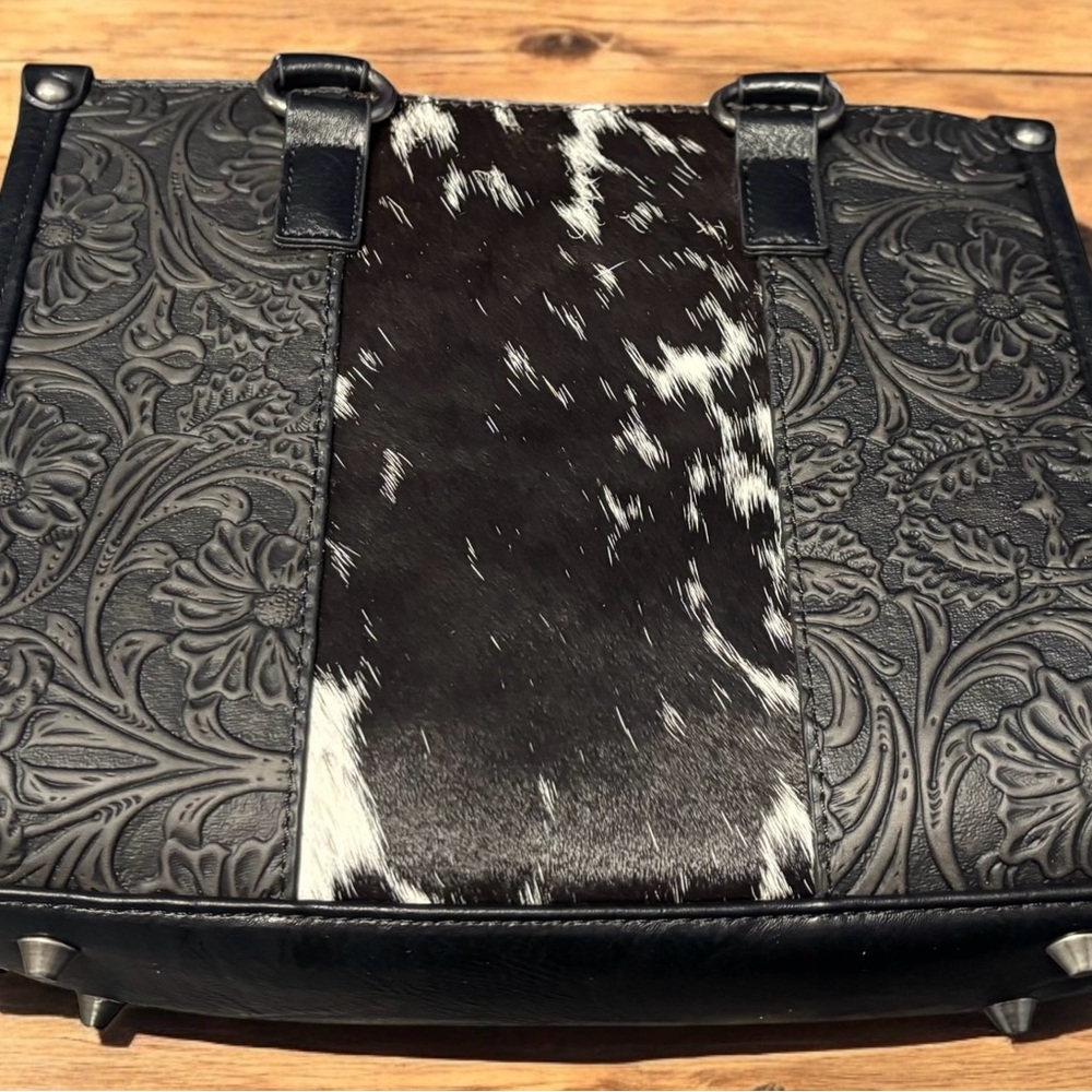 Trinity Ranch Tooled Leather Hair on Cowhide Carry Concealed Tote